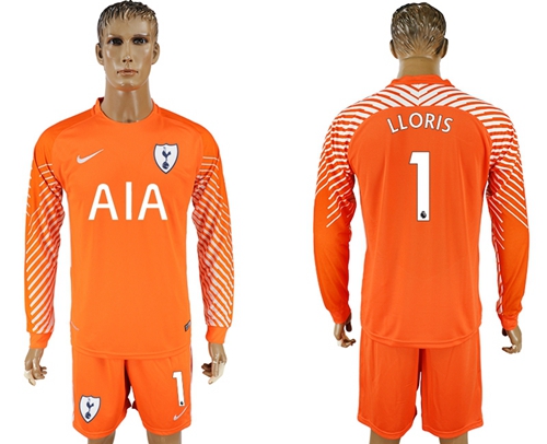 Tottenham Hotspur #1 Lloris Orange Goalkeeper Long Sleeves Soccer Club Jersey